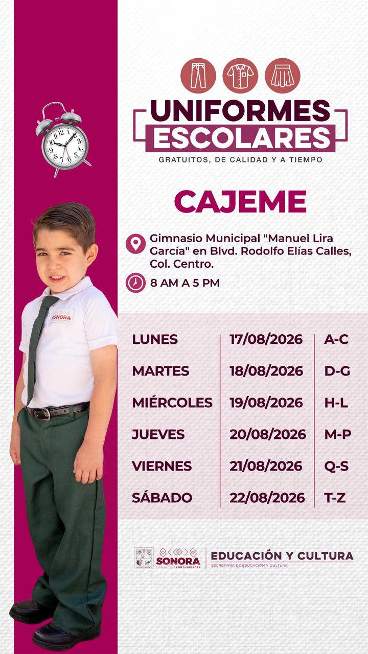 Calendario Uniformes Cajeme