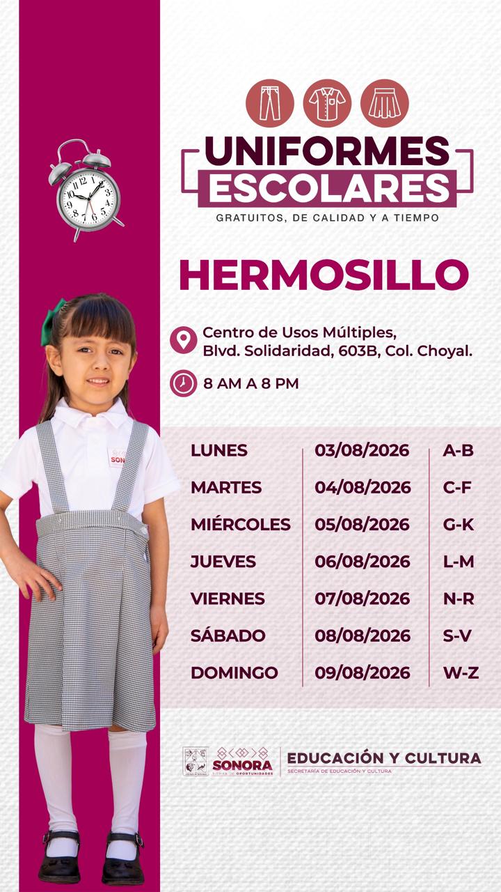 Calendario Uniformes Hermosillo